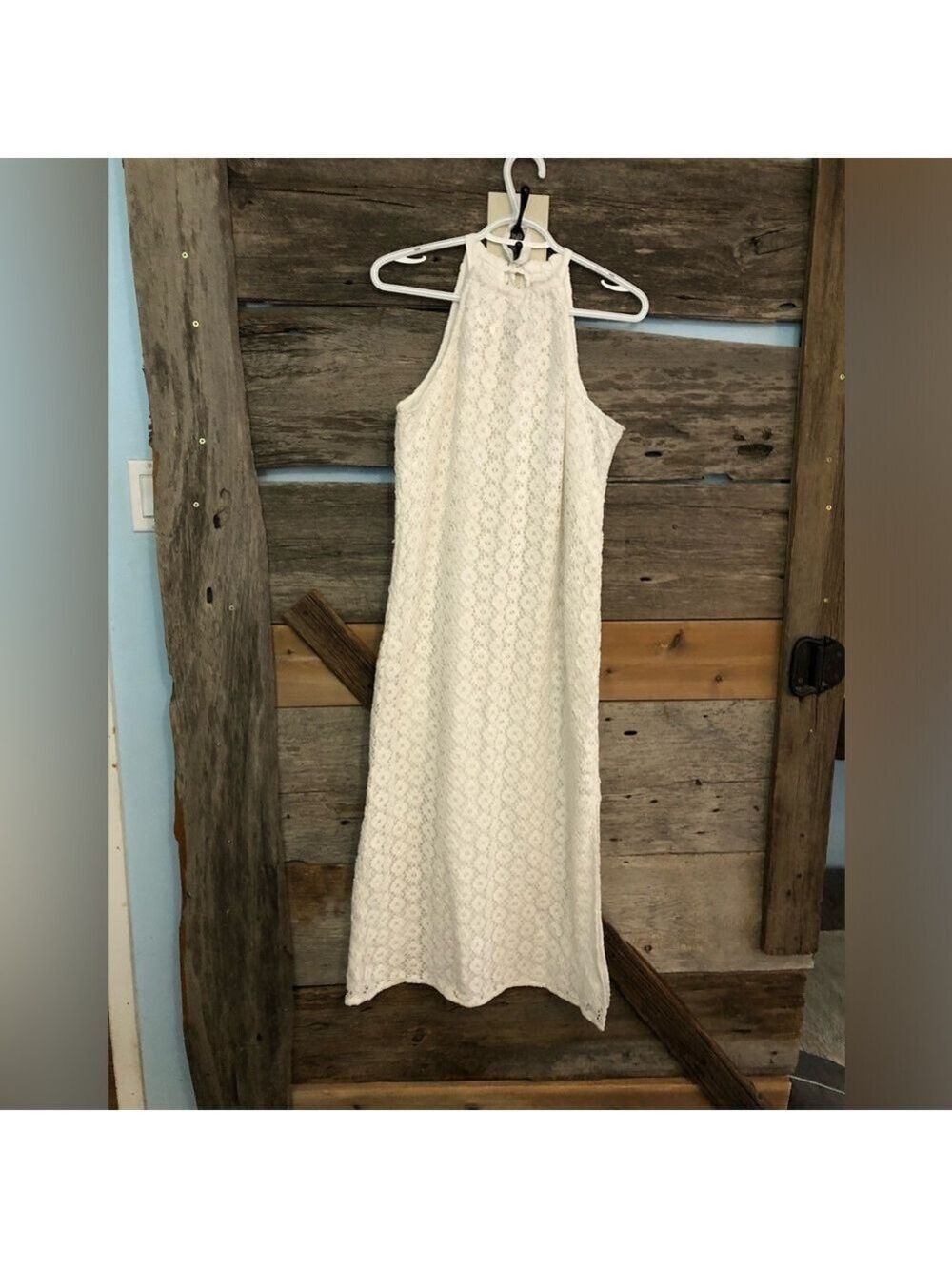 A New Day Size Small White Halter Crochet Maxi Dress